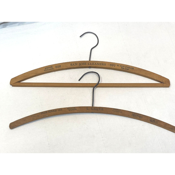 2 Advertising Vintage Wood Hangers San Jose and San Francisco - Picture 1 of 7